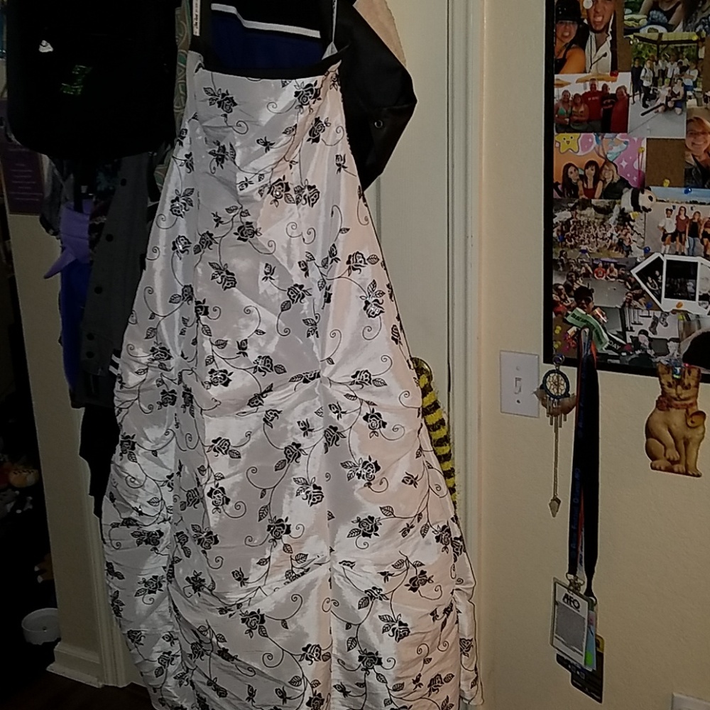 Long black and white prom dress